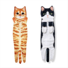 Lustige Katzen-Handtücher für Bad und Küche, niedliche Hänge-Gesichtstücher, super saugfähig und weich (A+B).