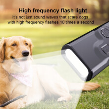 Repelente de perros recargable por USB con doble emisor ultrasónico y linterna LED de alta frecuencia, dispositivo antiladridos.