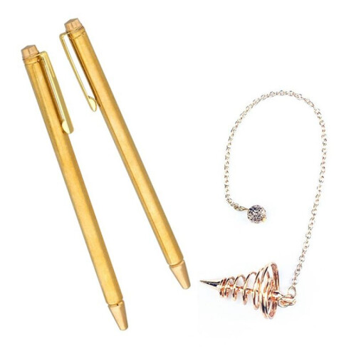 3 Pieces Divining Rods Copper and Dowsing Pendulum,Retractable Paranormal with Handle