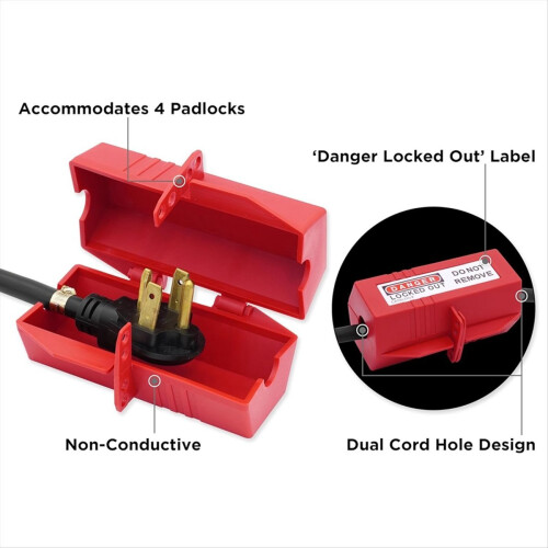 Plug Lock for Lockout Tagout, Large Electrical Plug Lock, Industrial Grade Electrical Plug Lockout Device 2