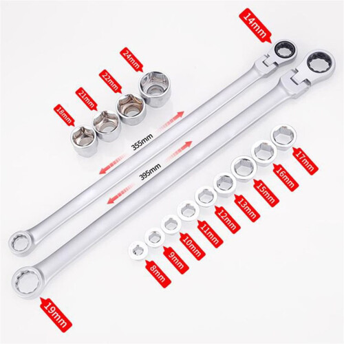 15PCS Adjustable Ratchet Wrench Kit Labor-Saving Torque Spanner Socket Set for Car Repair Hand Tools Adjustable Head 1