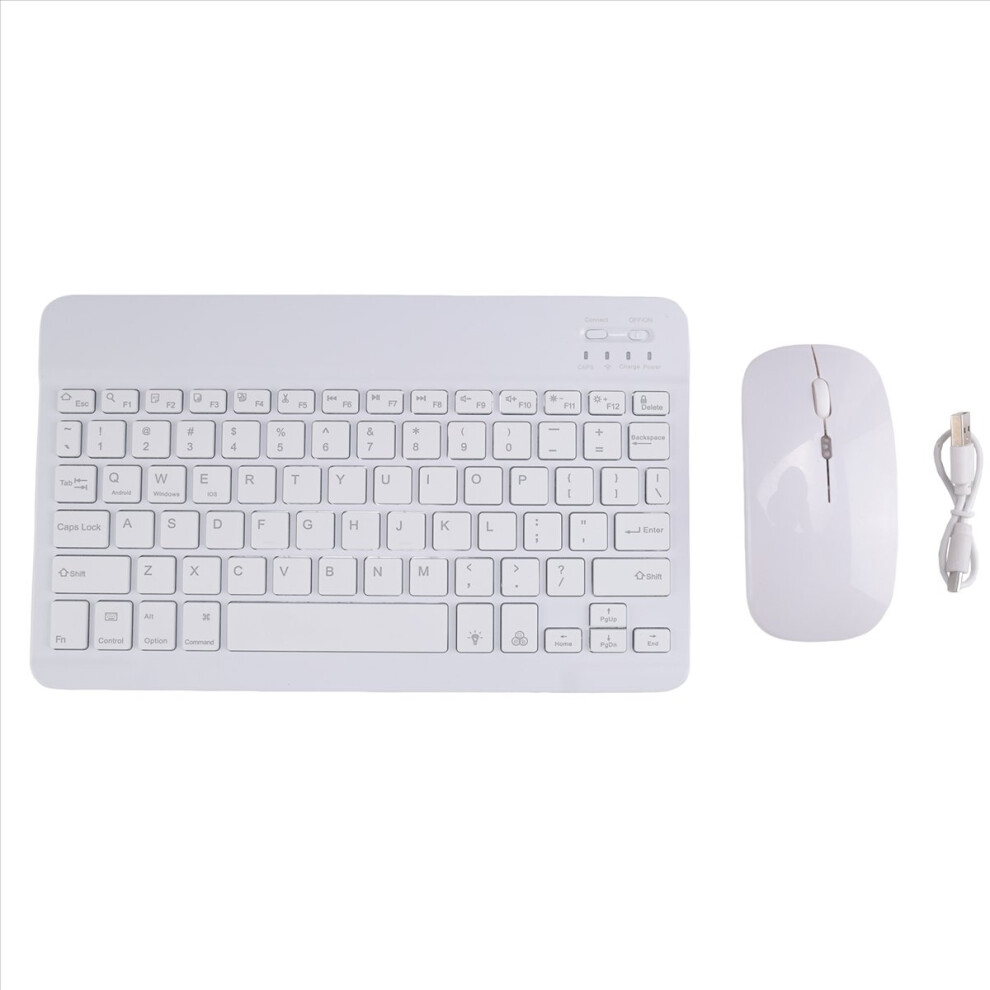 10Inch Wireless Keyboard And Mouse Rgb Backlit Rechargeable Bluetooth Combo Kit White 4851385649218