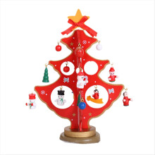 DIY Wooden Christmas Tree Christmas Tree Gift Holiday Mini Christmas Tree Home Decoration Three-Dimensional Red