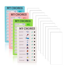 Tableau de tâches ménagères portable en plastique avec 10 fiches détachables pour enfants et maison (4 pièces).
