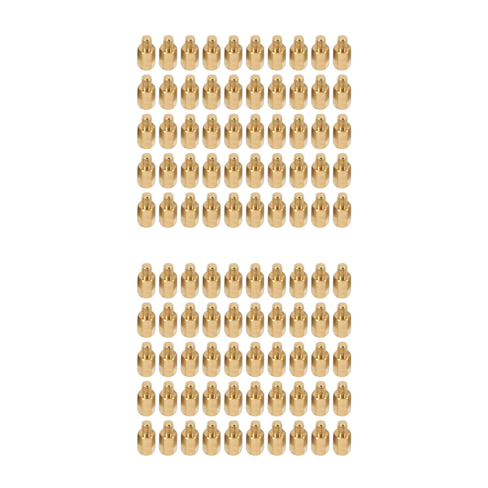 100 Pcs Pc Pcb Motherboard Brass Standoff Hexagonal Spacer M3 7+4Mm 4851385638656