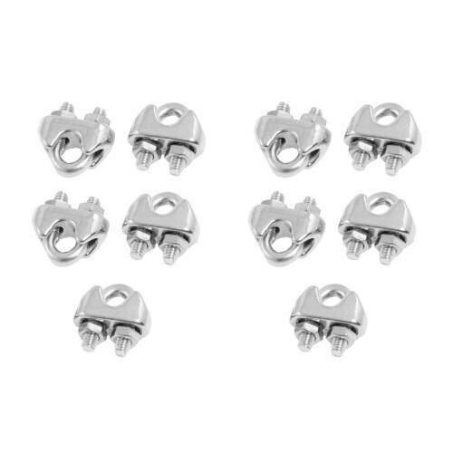 Conjunto de 15 abraçadeiras de aço inoxidável 304 para cabos de aço de 3/25 polegadas (3 mm).