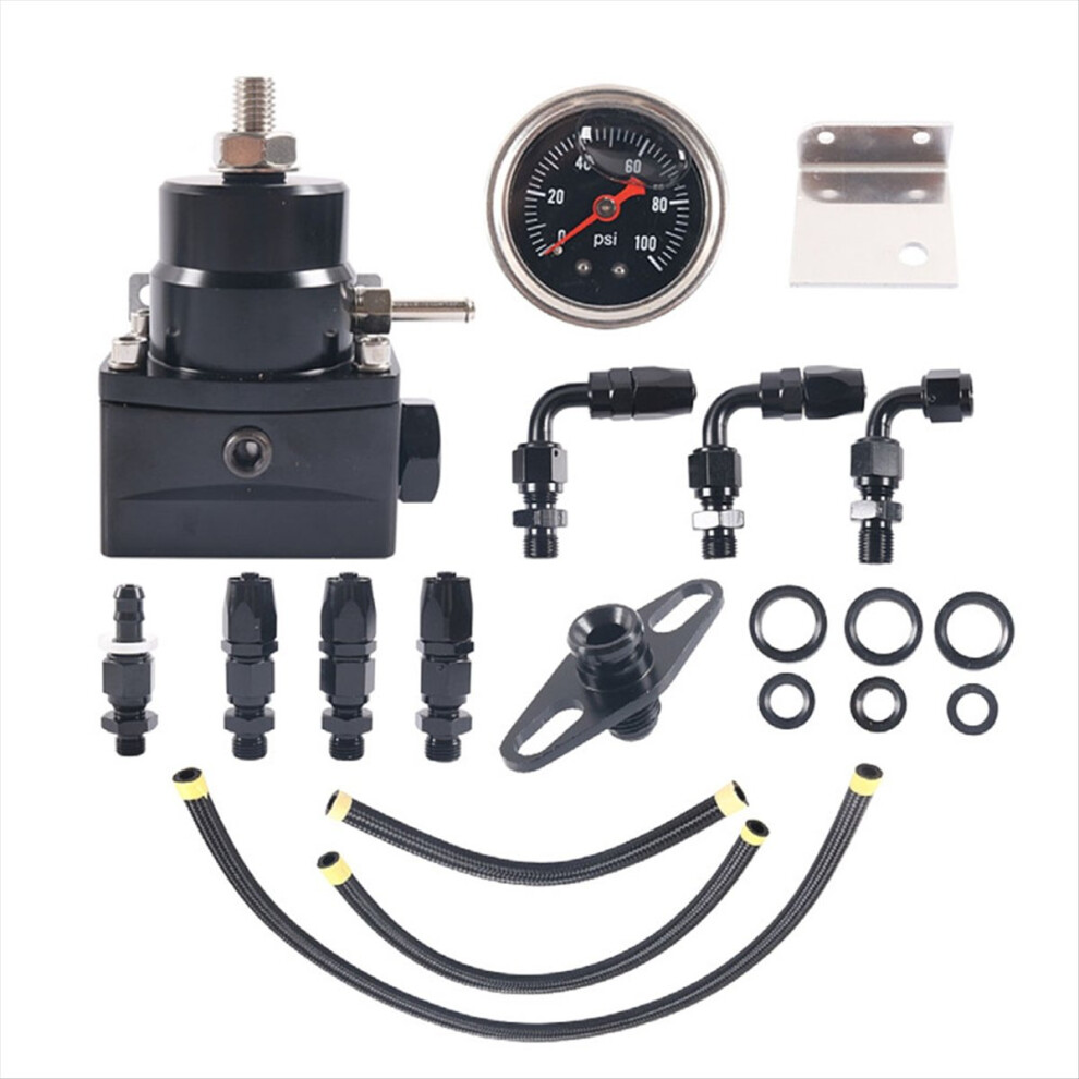 Car Universal Adjustable Pressure Regulator With Gauge Efi Pressure Regulator An6 Line Hose Kit 4851385676412