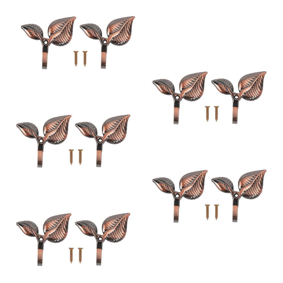 10 X Iron Leaf Shaped Curtain Tie Backs Holders Wall Hooks Home Decor, Red Bronze 4853796912042
