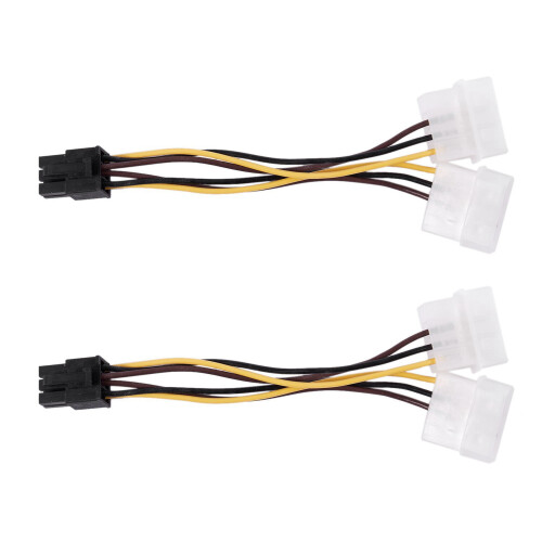 2x A dobbelt 4-bens Molex IDE til 6-bens PCI-E grafikkort strømstik kabeladapter