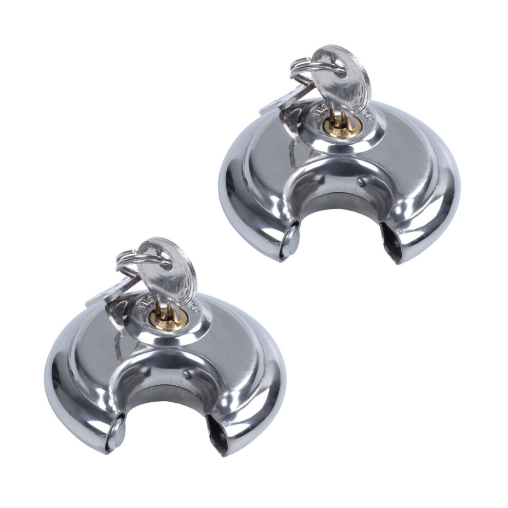 2X Padlocks Heavy Duty 70Mm Round Circular Disc Padlock With 2 Keys 4851385639615