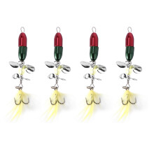 Isca artificial de pesca no gelo 4X Long Casting Spinner Bait com hélice de cauda dupla para truta, carpa e bagre, 10g