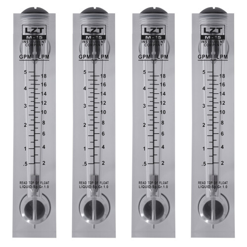 4x 0,5–5 GPM 2–18 LPM vannmengdemåler for panelmontering