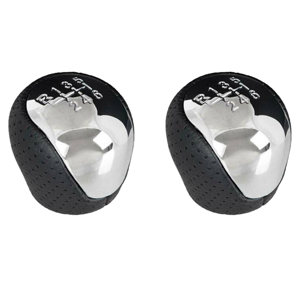 2X Sport Perforated Leather Gear Knob Chrome 6-Speed For I30 Ix35 4853796925387