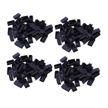 Tampas de extremidade de plástico para tubos, 25 mm x 50 mm, 160 peças, pretas.