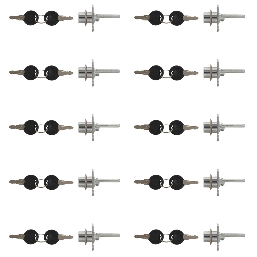 10X Zinc Alloy Computer Desk Cabinet Mailbox Drawer Cupboard Locker Cam Lock With Keys, Silver 4853796920252