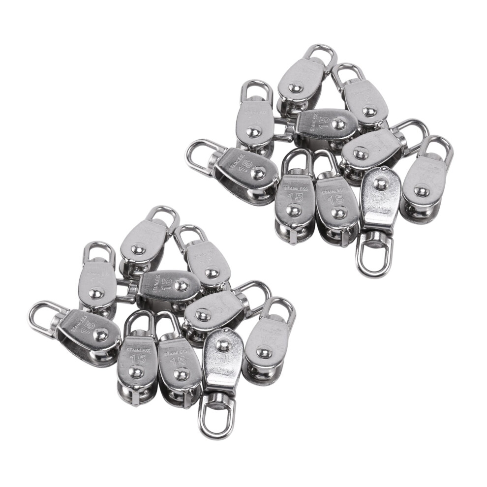 Crane Pulley Block M15 Lifting Crane Swivel Hook Single Pulley Block Hanging Wire Towing Wheel 40Pcs 4853796919256