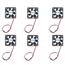 Conjunto de 6 ventoinhas de refrigeração sem escova 5010 DC 12V 0,1A com 2 pinos, dimensões 50mm x 50mm x 10mm.