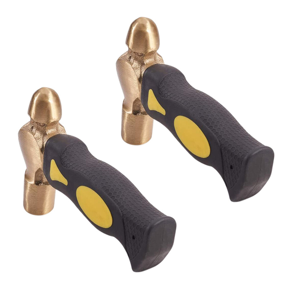 2X 1Lb Brass Metal Stamping Hammer Double-Face Mallet Heads Brass Hammer With Iron Anvil For Diy Crafts Jewelry Making 4853796931036