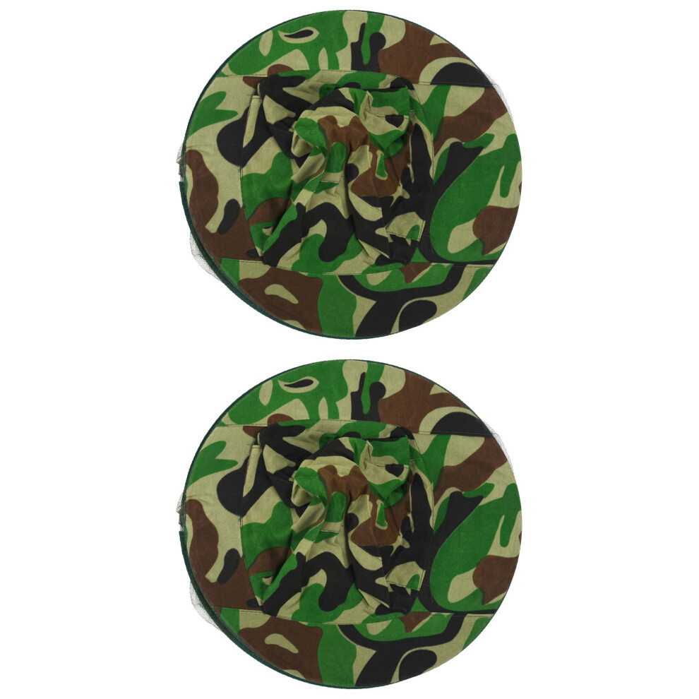 2X Camouflage Patten Beekeeper Hat Beekeeping Face Mask 4853796925912