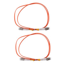Cabo de conexão óptica duplex multimodo LC-LC de 2 x 1 m com fibra óptica.