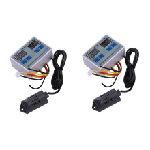 2X XK-W1099 Termostato Digital Duplo e Umidostato para Incubadora de Ovos, Controlador de Temperatura e Umidade, 110V-220V