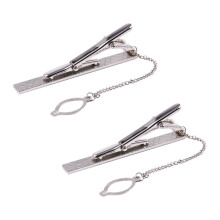 2x Herre slipsenåle i almindelig sølvforkromet rustfrit stål, 6 cm, standard