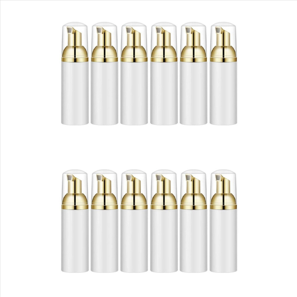 Gold/White 50Ml/1.7Oz Foam Bottle With Pump, 12Pcs, Empty Travel Foaming Dispensers For Soap, Shampoo, +