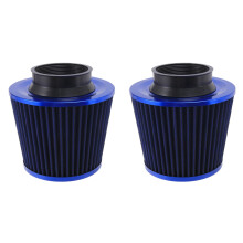 2x Universeel auto-luchtfilter, inductiekit voor voertuigen, krachtige mesh, blauwe afwerking, sportief