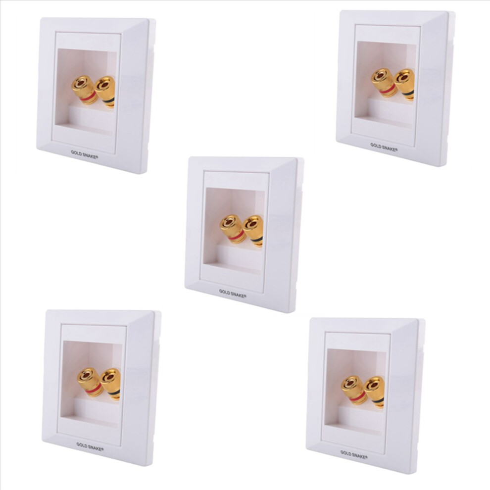 5X Wall Socket Connection Port With 2 Jack Speaker White 4853796948546