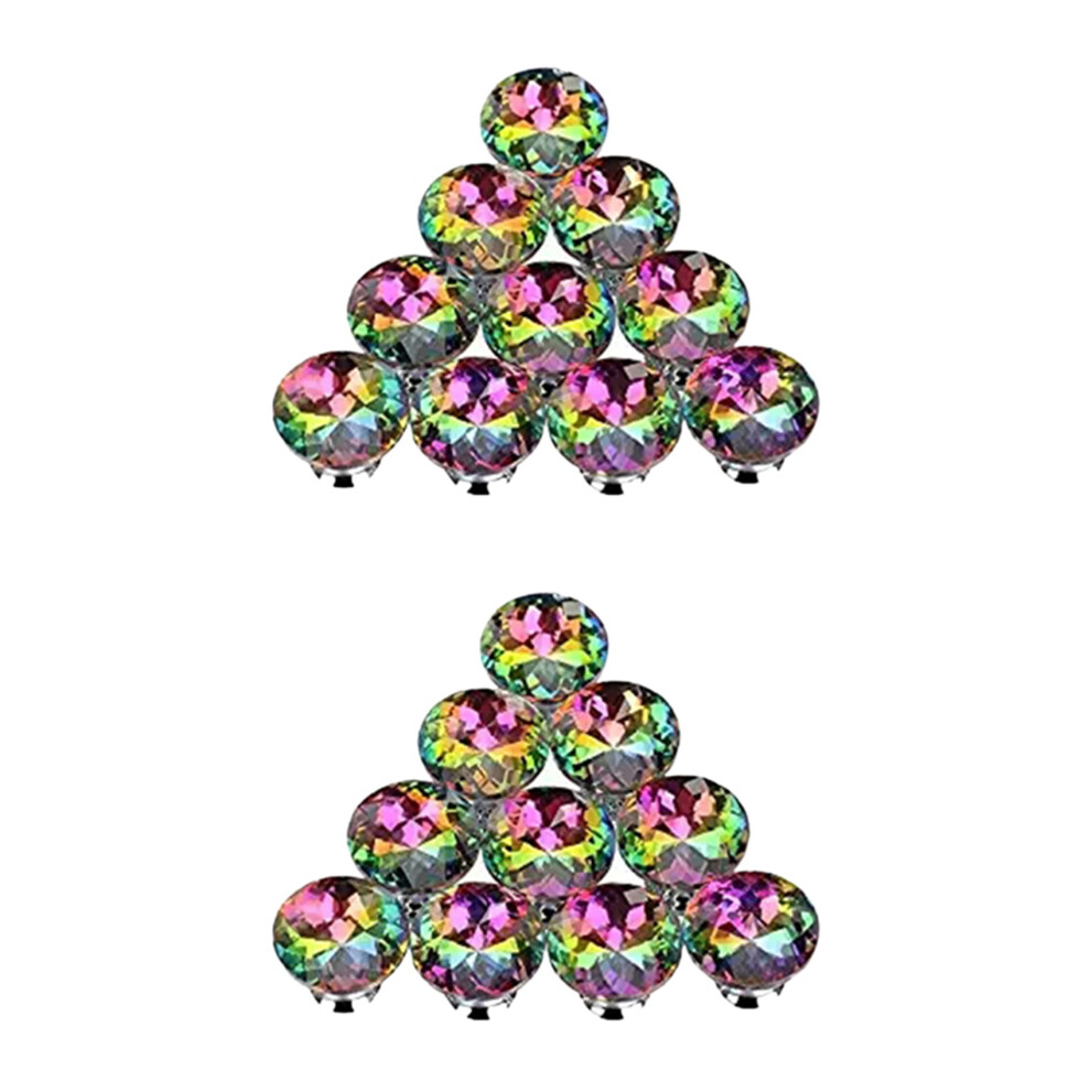 20Pcs 30Mm Colorful Crystal Knobs Glass Cabinet Knobs Drawer Pulls Handle For Home Cabinet Drawer And Dresser 4853796941417
