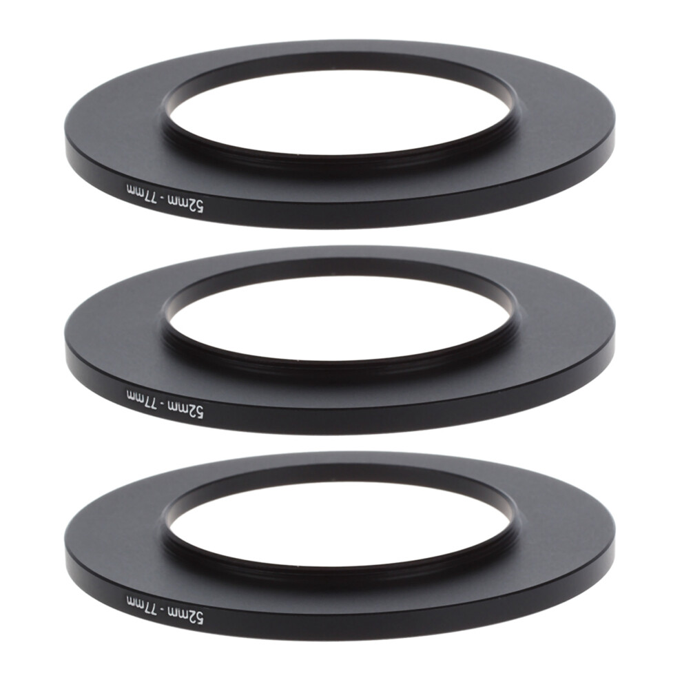 3Pcs 52Mm-77Mm 52-77 Metal Step Up Filter Ring Adapter For Camera Black 4853796955506