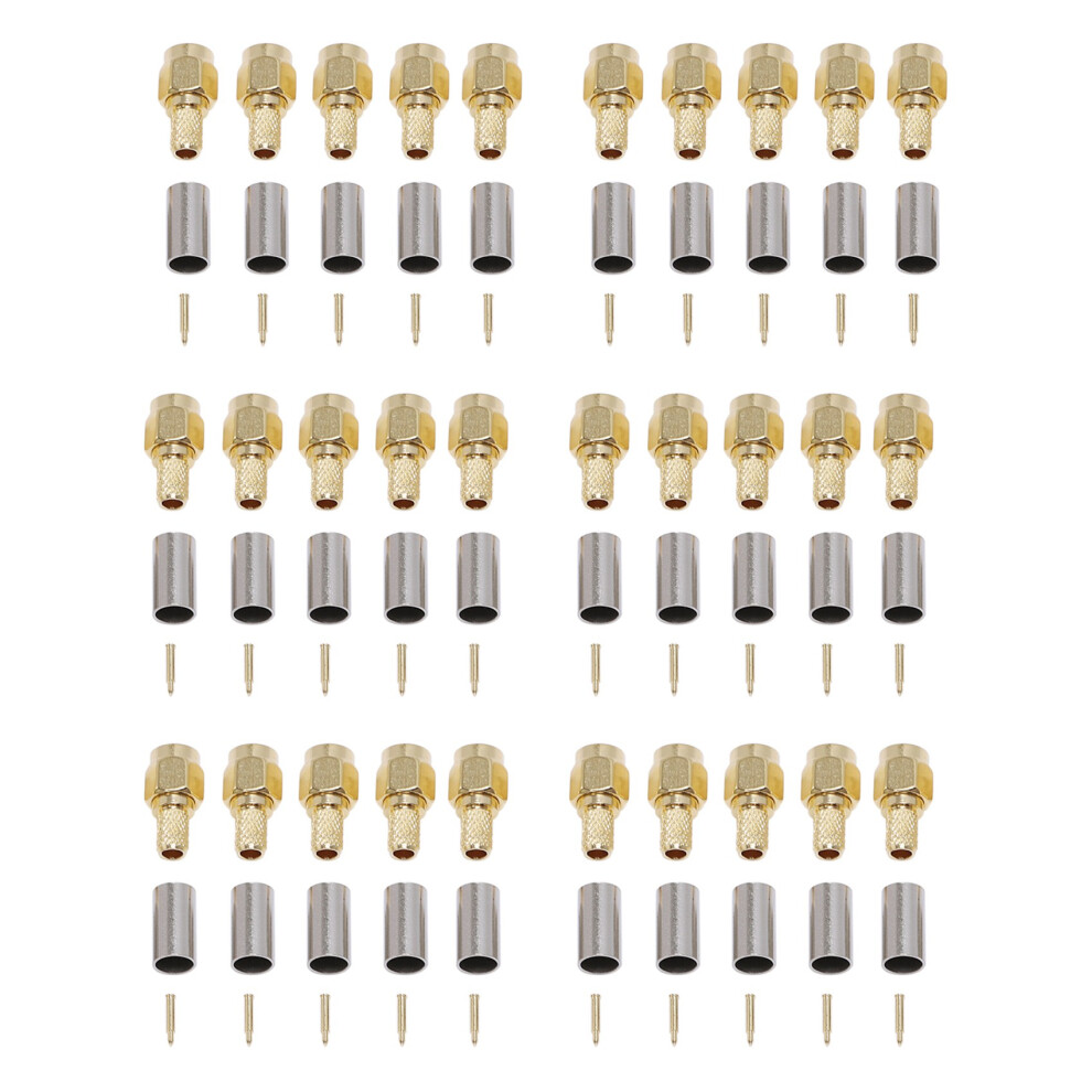30Pcs Sma Male Plug Coaxial Connector Crimp For Rg58 Rg142 Rg400 Lmr195 Rg223 4853796955049