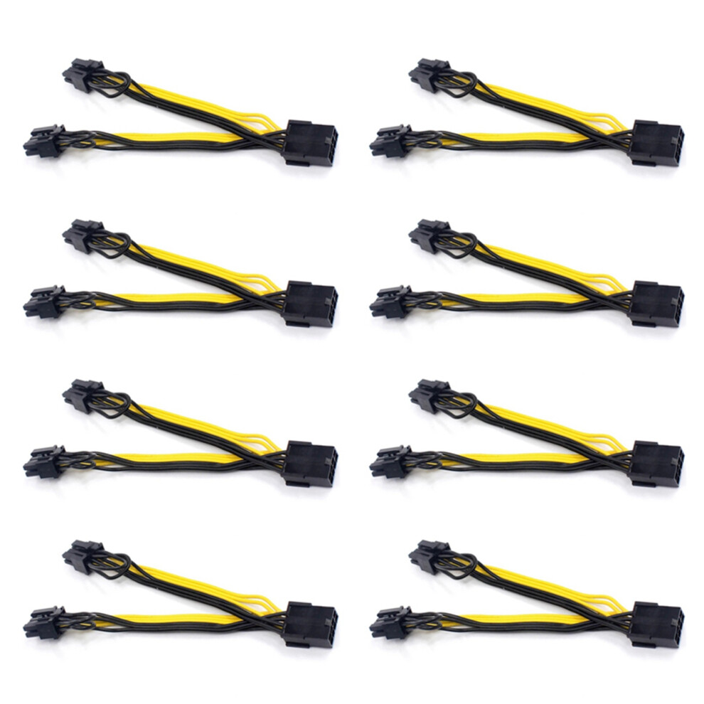 8X Eps Cpu 8Pin To 2-Port Pcie 8Pin Dual Pci-E 6+2Pin Y Splitter Miner Gpu Graphics Card Power Supply Cable 18Awg 20Cm 4853796927336