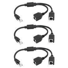 3x RJ45 1 han til 2 hun Ethernet splitterkabel til Super Cat5, Cat6, LAN Ethernet netværksforlængerkabeladapter