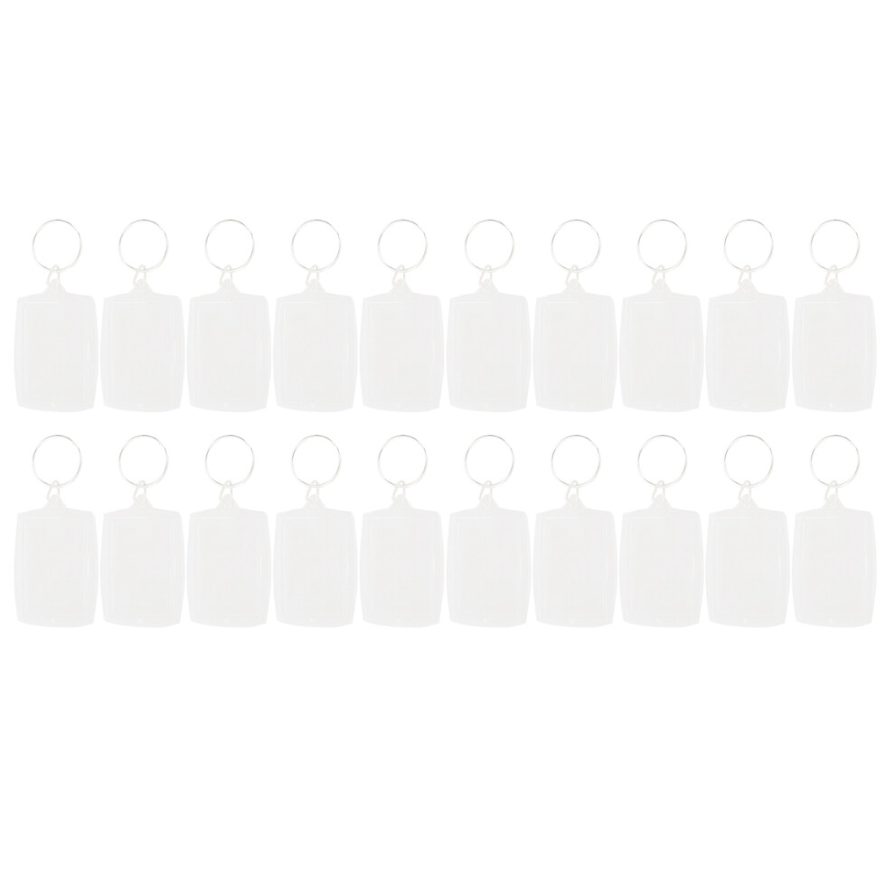 20Pcs Transparent Blank Insert Photo Picture Frame Key Ring Split Keychain