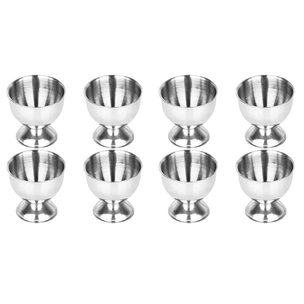 8X Egg Cups Set Stainless Steel Eggs Hard Boiled Eggs And Soft Tray Tool Holders Kitchen, Silver