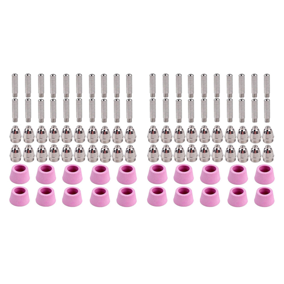 100Pcs Plasma Cutter Torch Consumables Electrode Nozzles Cups Kit For -60 -55 Wsd-60 Fit Cut-60 Lgk-60 Plasma Cutter 4853796967530