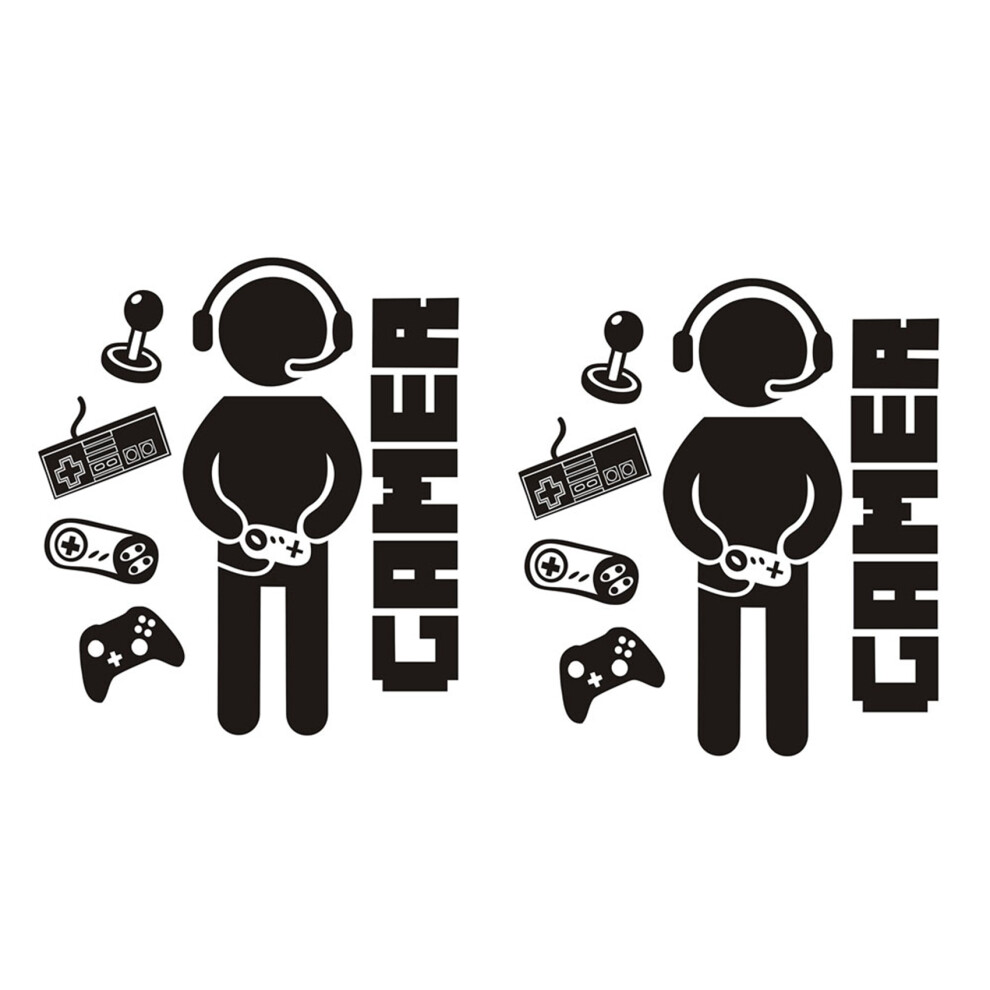 2X Gamer Decals for Boys Room Game Wall Sticker for Kids Room Boys Bedroom Playroom Wall Decor