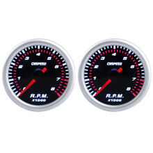 2x 2-palcový 52 mm auto otáčkomer tachometer 0-8000 ot./min. 12V univerzálny auto motor biely LED ukazovateľ otáčok