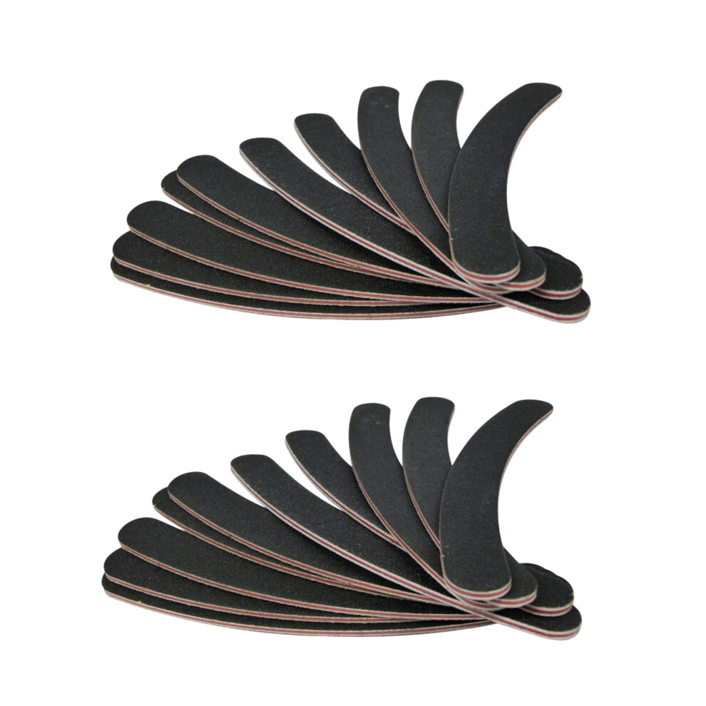 20 Double Sided 100/180 Grit /Bana Na Curved Nail Files UK Emery Board