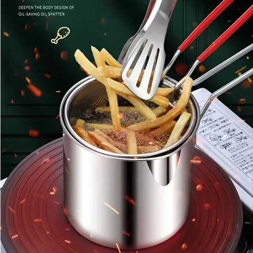 Deep Fryer with Frying Basket Multi-Function Small Pot for Kitchen Use Fried Chicken Cooking Tools 2