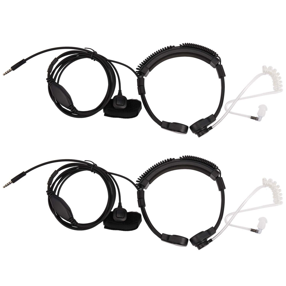 2X 3.5Mm Adjustable Throat Mic Microphone Covert Acoustic Tube Earpiece Headset With Finger Ptt For Android 4853796977256