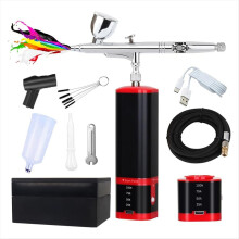 Kit de aerógrafo de dupla ação com bateria extra e compressor. Aerógrafo sem fio com bateria substituível para manicure e pintura.
