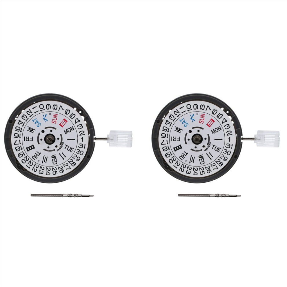 2X Nh36/Nh36a Automatic Mechanical Movement 24 Jewels Datewheel Crown At 3.0 Watch Mechanism Replacements White 4853796902531