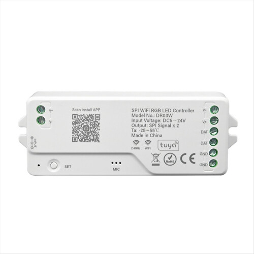 Contrôleur LED Intelligent WLED Avec ESP32 - Wi-Fi, Microphone, Relais - Pour Bandes LED RGB Numériques (WS2812B, SK6812) - Alimentation 5-24V