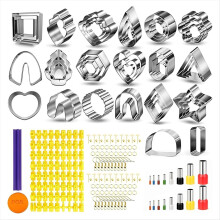 Ausstechformen aus Polymerclay für die Ohrringherstellung: 44 Formen, 16 Kreisausstecher, 1 Buchstabenstempel, 120 Zubehörteile