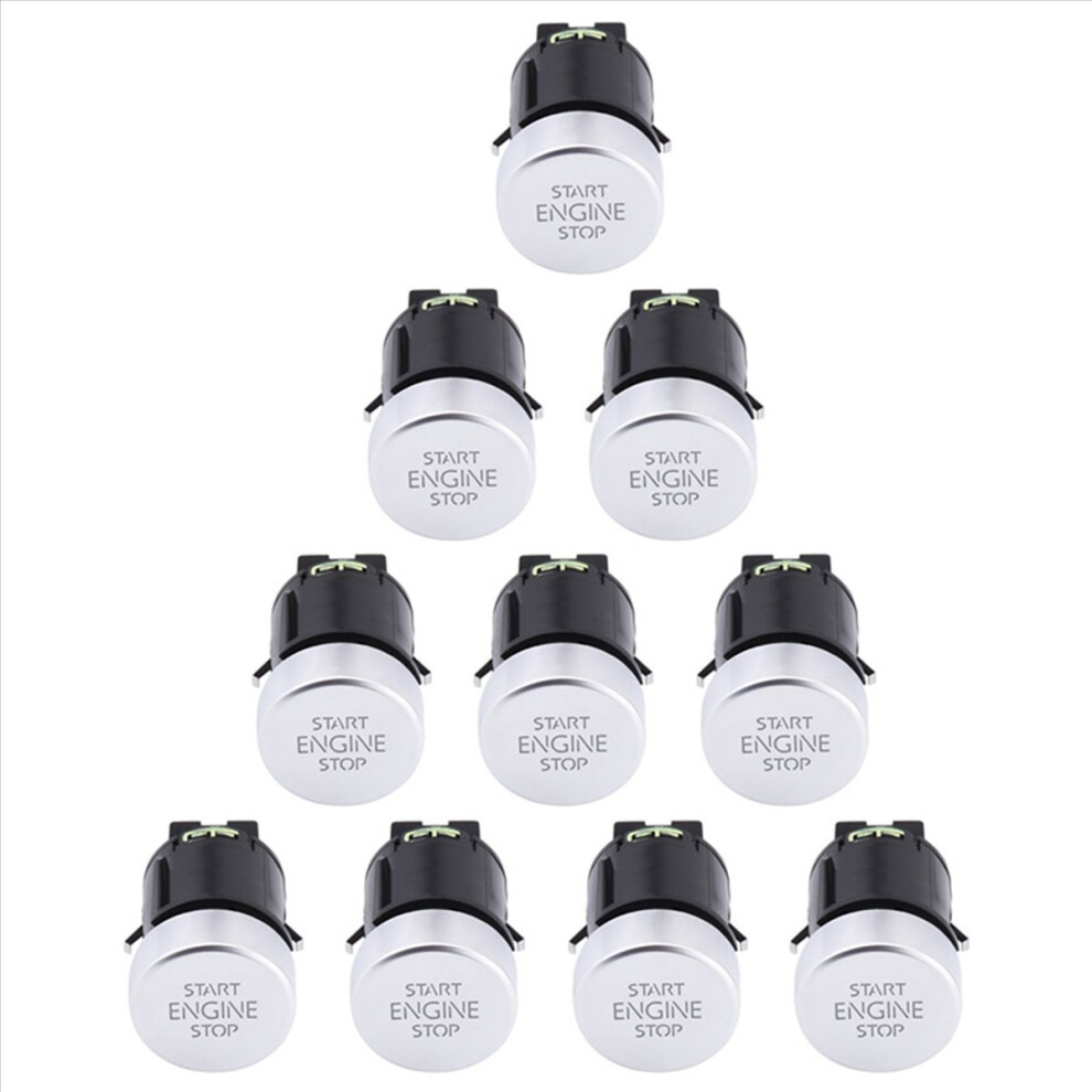 10X Car Engine Start Stop Button Switch For 2008-2016 2011-2016 7N 5N0959839 5N0 959 839 Black/Silver 4853796901022