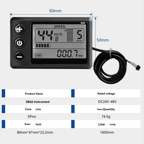 Three Mode Ebike Sine Wave Controller 36V/48V/52V 40A with S866 LCD Display SM Connector for 2000W Ebike 2