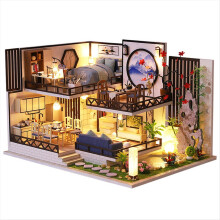 DIY træ Casa Roombox dukkehus med møbellys dukkehus håndlavede miniaturelegetøj fødselsdagsgaver