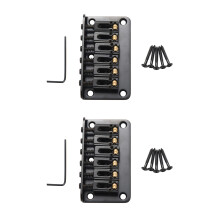 Conjunto de 2 pontes rígidas para guitarra de 6 cordas com montagem através do corpo (Body Through), pretas.